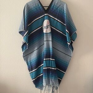 Dodger Blue Striped Poncho